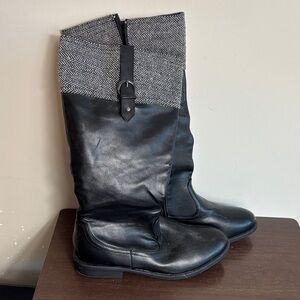 Black and Gray Tall Boots